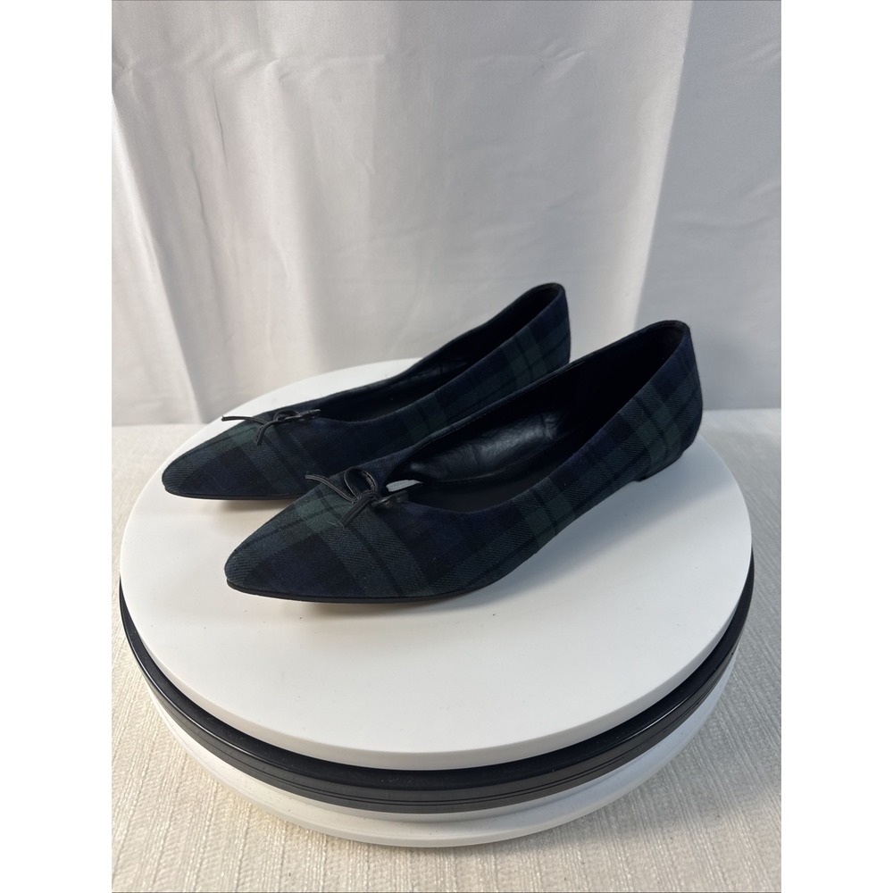 J.Crew Shoes Womens Size 9 Black Watch Tartan Plaid Pointed Toe Ballet Flats